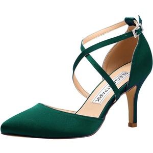 Elegantpark brand, size 7.5, silky dark green pointy toe heels